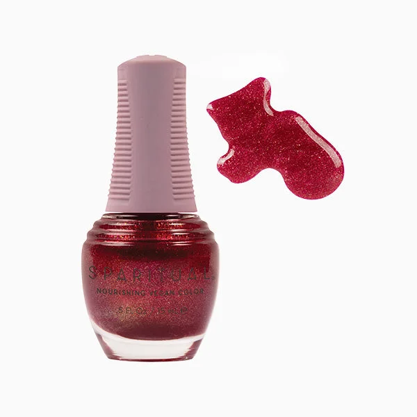 nail polish cistern basin-SpaRitual Nourishing Lacquer Polish - Joyful Living - Ruby Red Gold Shimmer - 15ML