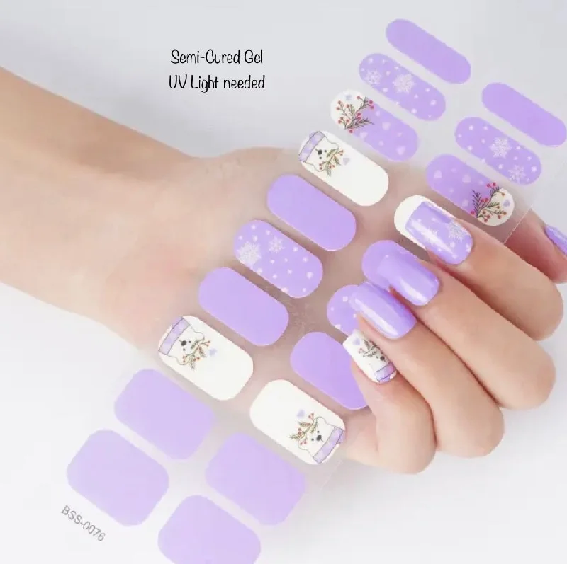 nail repair for summer damage-Lilac Xmas - Semi-Cured Gel Wraps (UV)