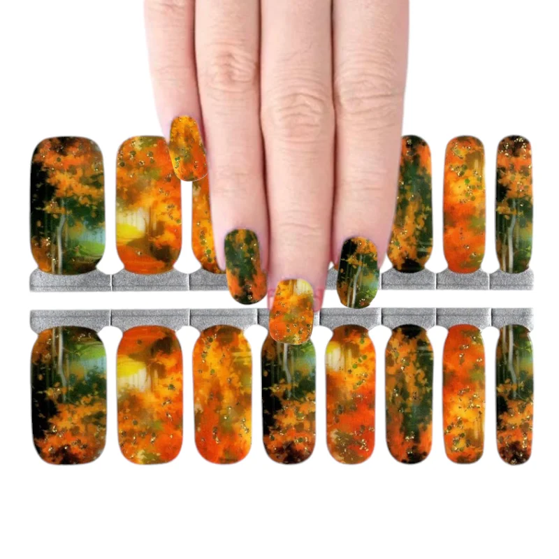 nail repair for nail plate damage-Autumn on fire