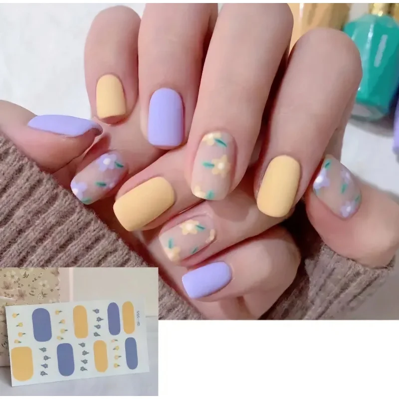 nail repair for nail repair improvements-Lilac & Yellow flowers