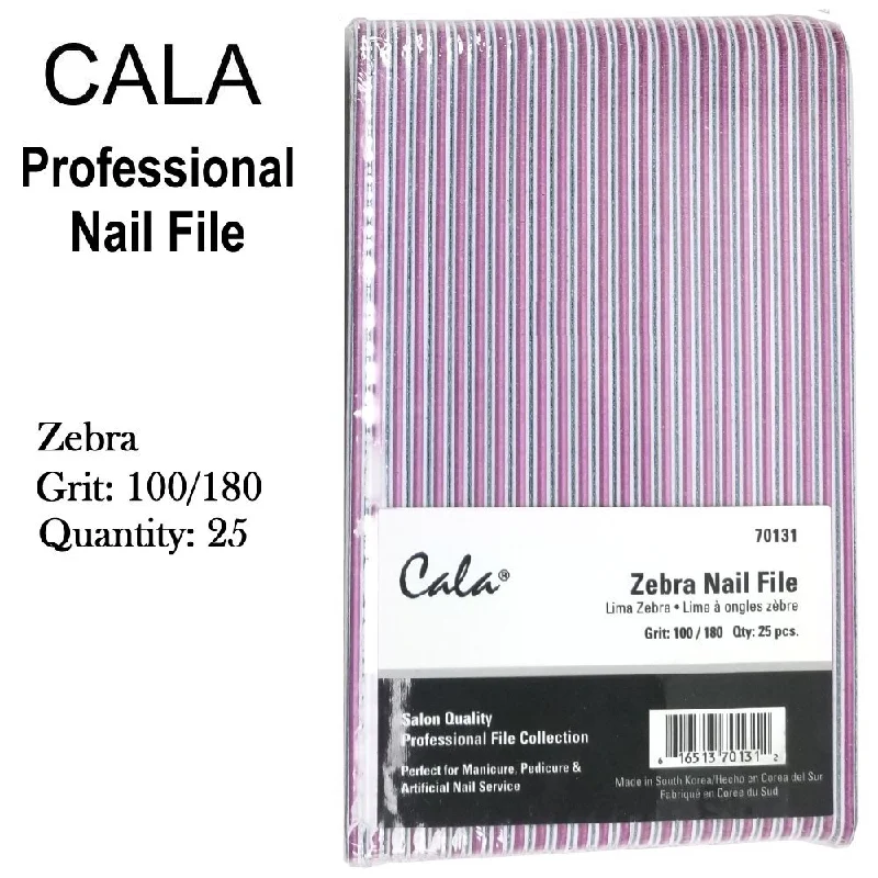 nail repair for nail repair hacks-Cala Professional File - Zebra Nail File Grit: 100/180, 25 Files (70131)