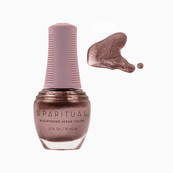 nail polish bark beam-SpaRitual Nourishing Lacquer Polish - First Light - Rose Gold Shimmer - 15ML