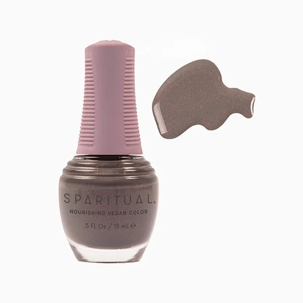 nail polish flame wax-SpaRitual Nourishing Lacquer Polish - Present - Warm Grey With Pink Shimmer - 15ML