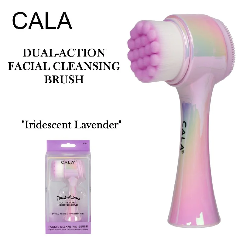 nail repair for nail dip removal-Cala Dual-Action Facial Cleansing Brush, Iridescent Lavender (67535)