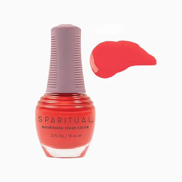 nail polish board chimney-SpaRitual Nourishing Lacquer Polish - Optimistic - Bright Orange Coral Creme - 15ML