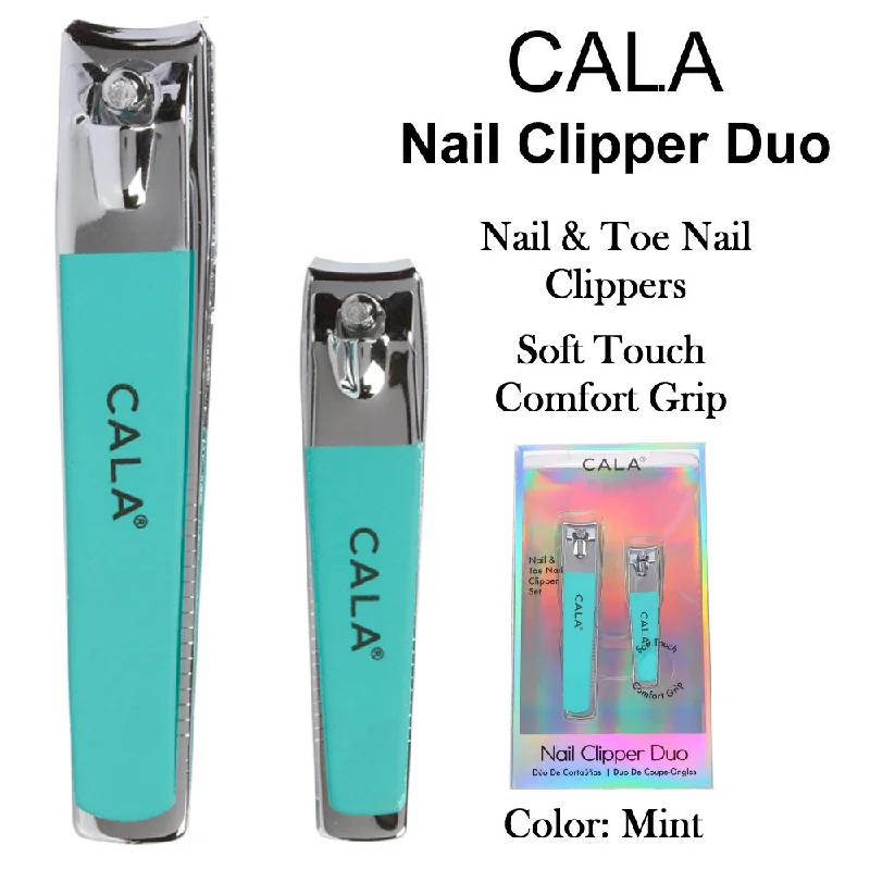 nail repair for nail wellness decline-Cala Nail Clipper Duo, Soft Touch, Mint (50811)