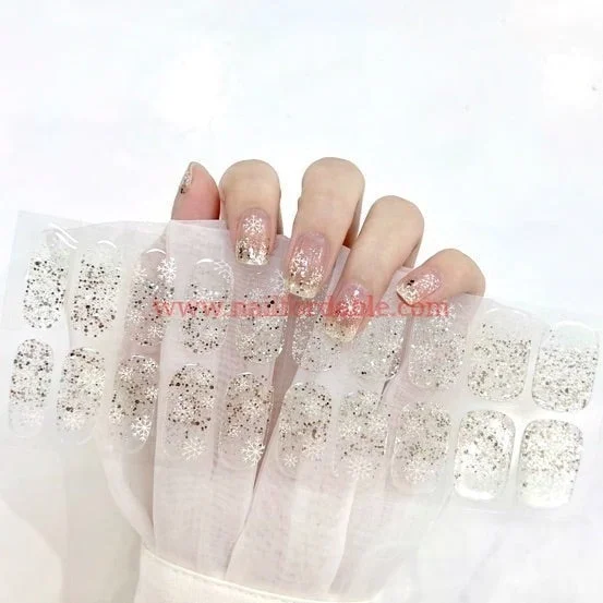 nail repair for nail repair toughness outcomes-Hidden snowflakes - Cured Gel Wraps (Air Dry/Non UV)