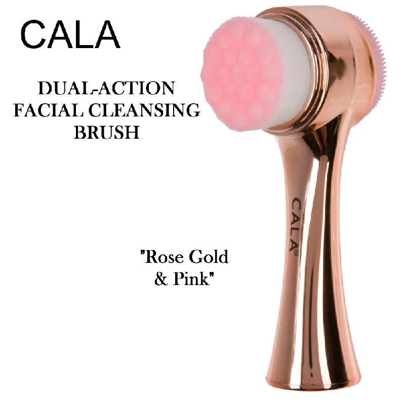 nail repair with camellia oil-Cala Dual-Action Facial Cleansing Brush, Rose Gold & Pink (67509)