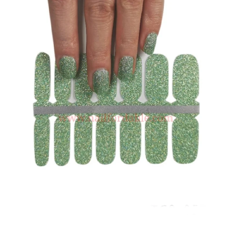 nail repair with tangerine oil-Light green glitter