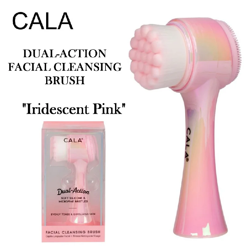 nail repair with borage oil-Cala Dual-Action Facial Cleansing Brush, Iridescent Pink (67533)