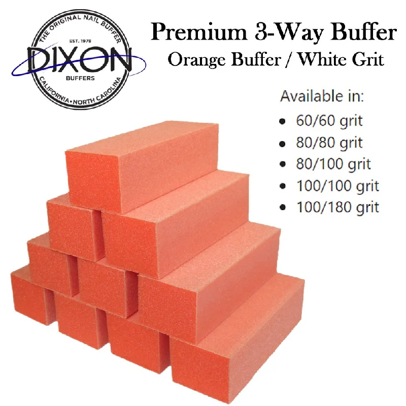 nail repair for nail repair strength secrets-Dixon 3 Way Buffer - Orange with White Grit (60/60) (80/80) (80/100) (100/100) (100/180)