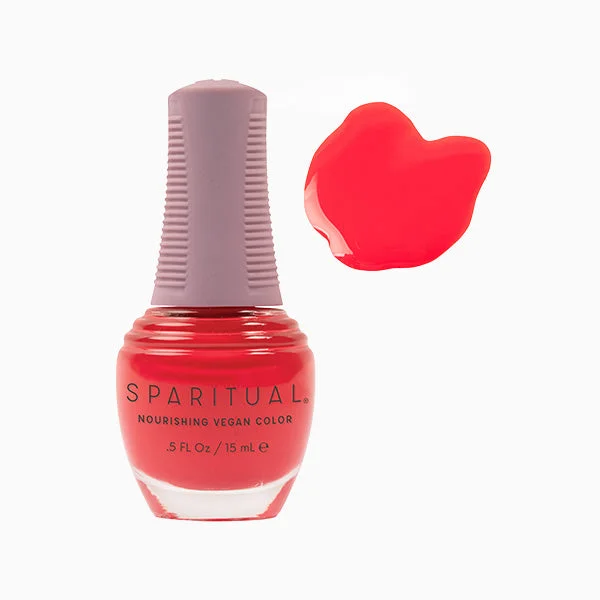 nail polish rag buff-SpaRitual Nourishing Lacquer Polish - Authentic Beauty - Red Coral Creme - 15ML