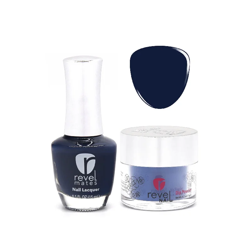 nail repair with rubiginosa oil-D367 Duel Blue Crème Nail Polish + Dip Powder Set