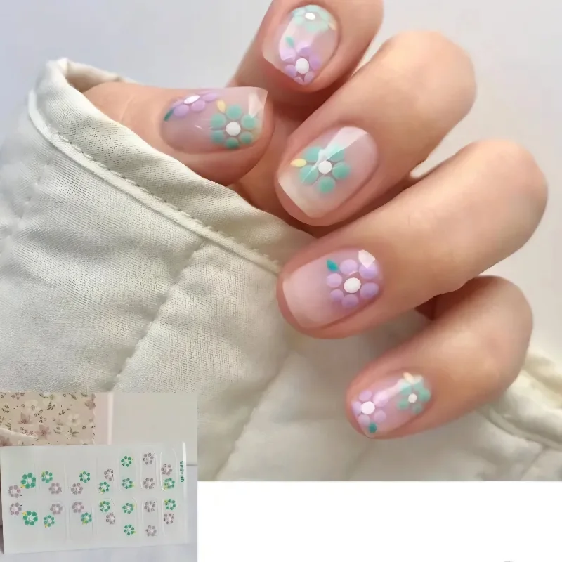 nail repair for nail cuticle damage-Pastel flowers