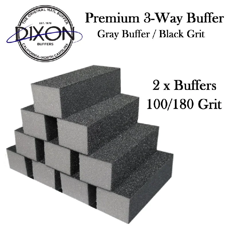 nail repair for nail repair toughness hacks-Dixon 3 Way Buffer - Gray with Black Grit (100/180)