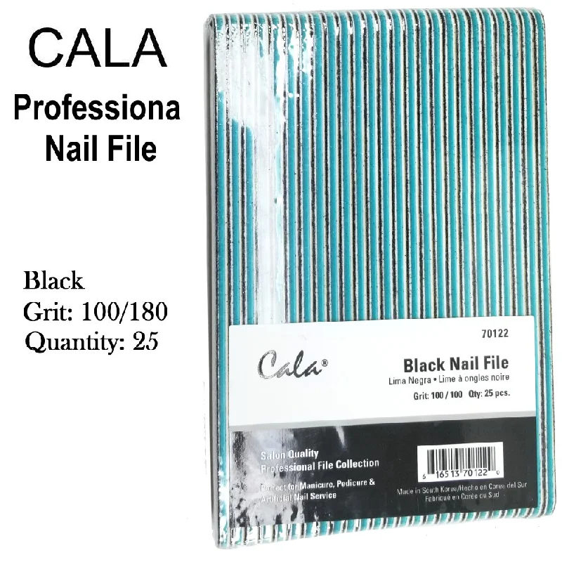 nail repair for nail beauty neglect-Cala Professional File - Black Nail File Grit: 100/100, 25 Files (70122)