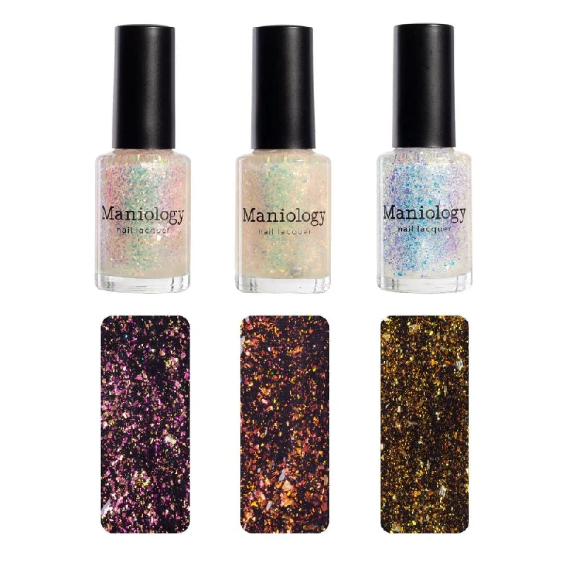 nail polish wine orchard-Maniology -  Ocean Crush: 3-Piece Flakie Iridescent Toppers Summer 2023 Nail Polish Set