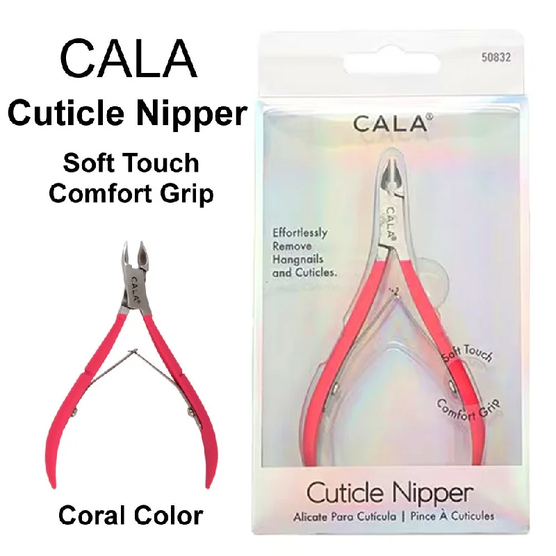 nail repair with macadamia oil-Cala Cuticle Nipper,  Coral Soft Touch (50832)