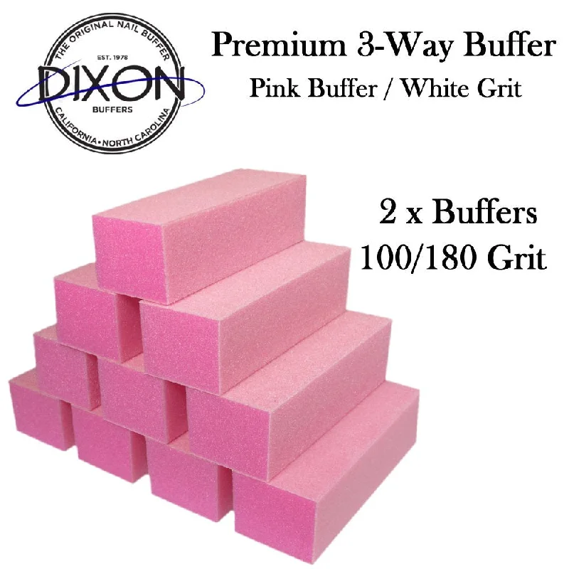 nail repair with parsley oil-Dixon 3 Way Buffer - Pink with White Grit (100/180)