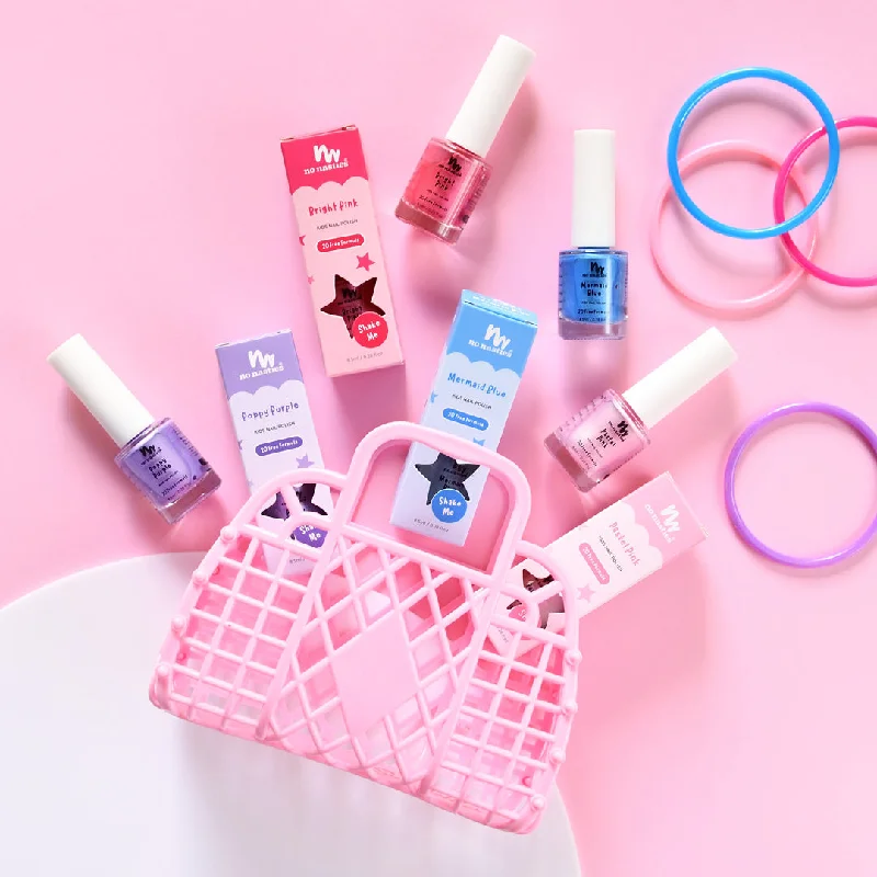 nail polish chimney blaze-4 Pack Water-Based Kids Nail Polish in Blue, Purple, Pastel Pink and Bright Pink