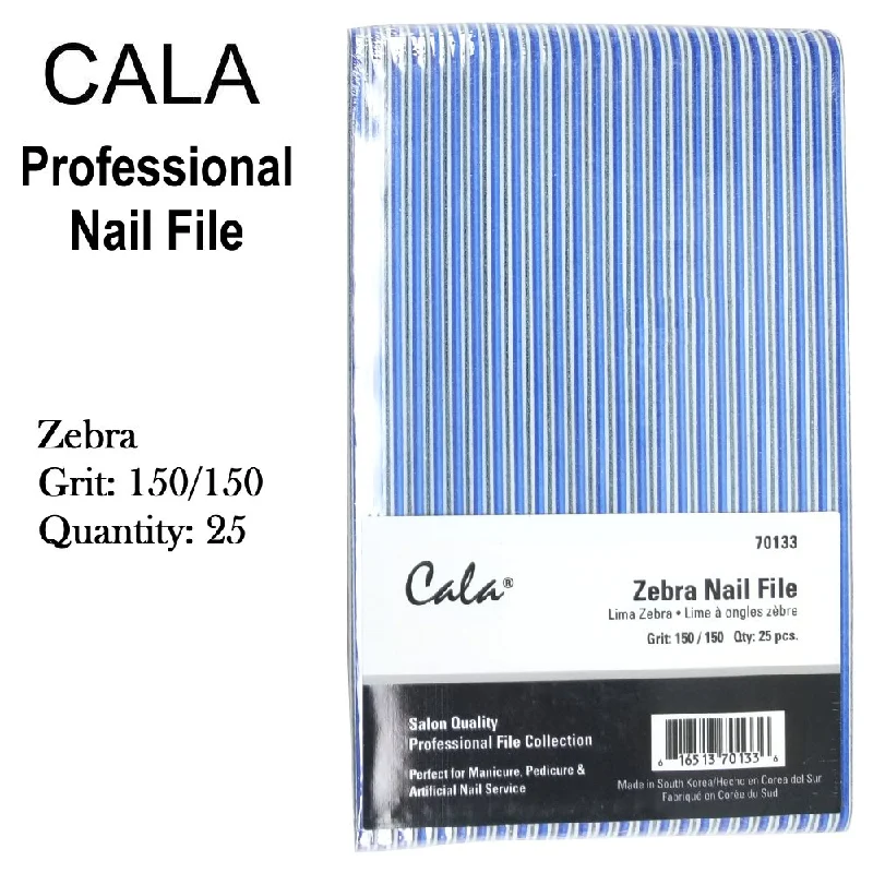 nail repair for nail repair secrets-Cala Professional File - Zebra Nail File Grit: 150/150, 25 Files (70133)