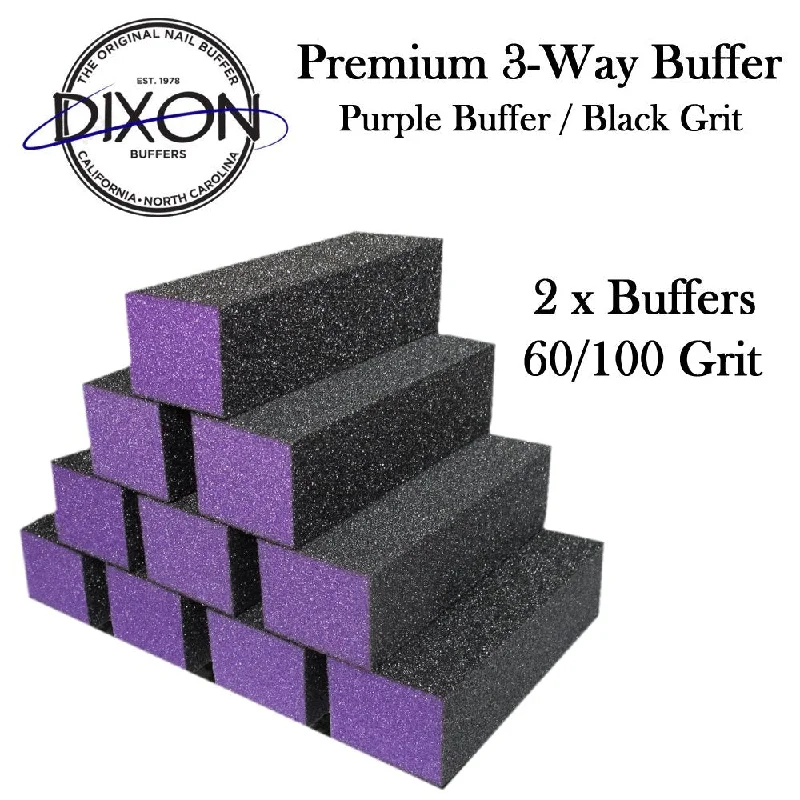 nail repair with basil oil-Dixon 3 Way Buffer - Purple with Black Grit (60/100)