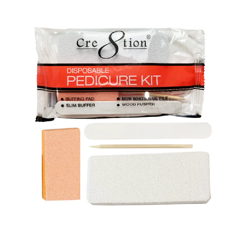 nail repair with rosemary oil-Cre8tion Disposable Pedicure Kit D: 1 Buffing Pad, 1 Slim Buffer, 1 Mini White Nail File, 1 Wood Pusher (Free Gift Inside) (200 kits/case, 72 cases/pallet)