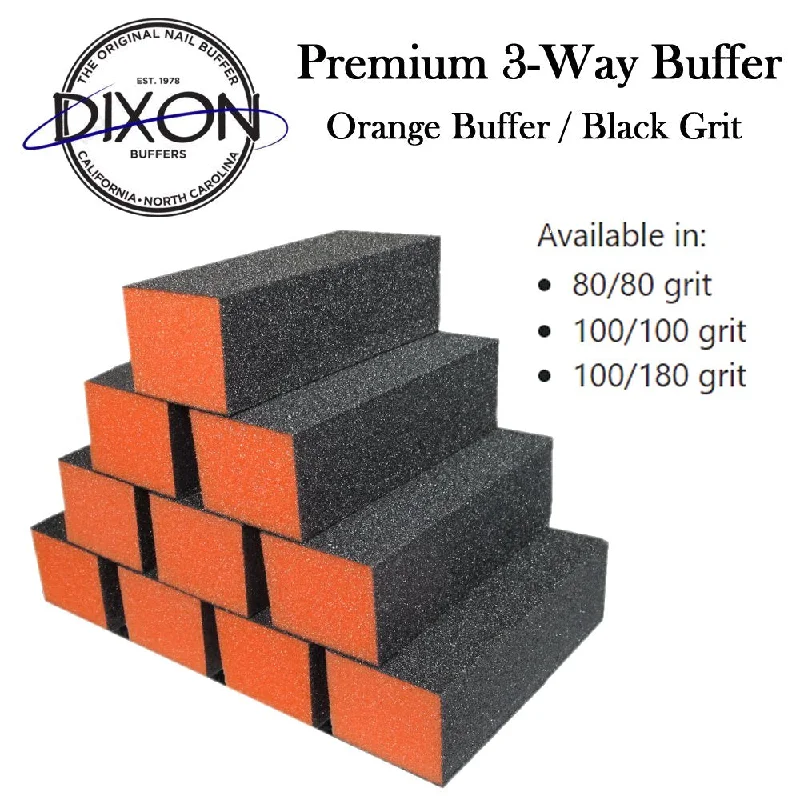 nail repair with ginger oil-Dixon 3 Way Buffer - Orange with Black Grit (80/80) (100/100) (100/180)