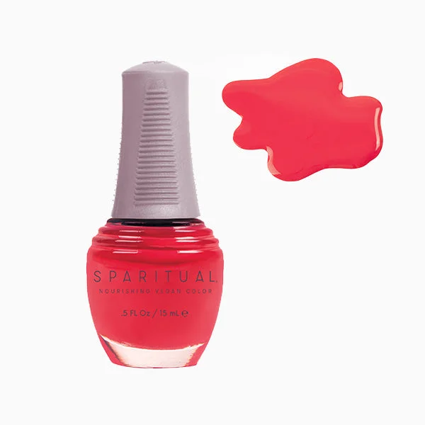 nail polish coal wick-SpaRitual Nourishing Lacquer Polish -  Love & Happiness - Red Orange Creme - 15ML