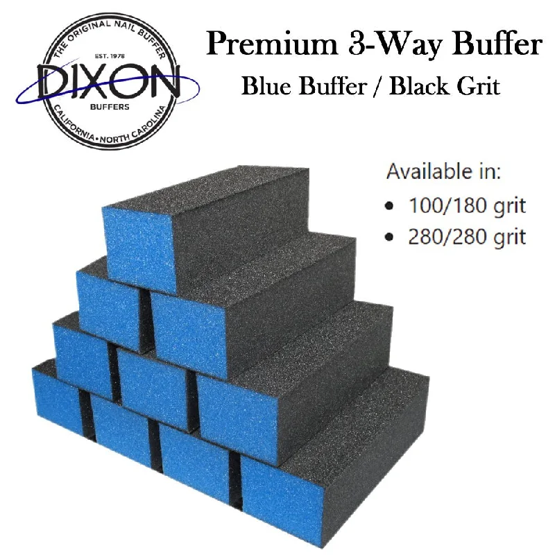 nail repair with citron oil-Dixon 3 Way Buffer - Blue with Black Grit (100/180) (280/280)