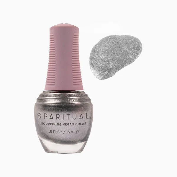 nail polish rinse vacuum-SpaRitual Nourishing Lacquer Polish - Shape Shifter - Silver Shimmer - 15ML