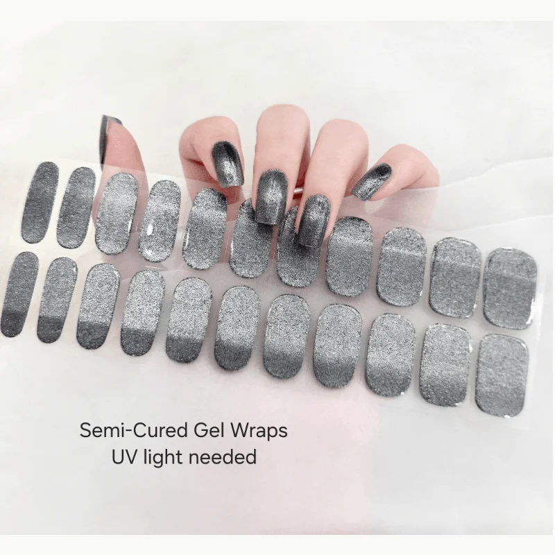 nail repair for nail repair wellness outcomes-Gray Shade- Semi-Cured Gel Wraps (UV)