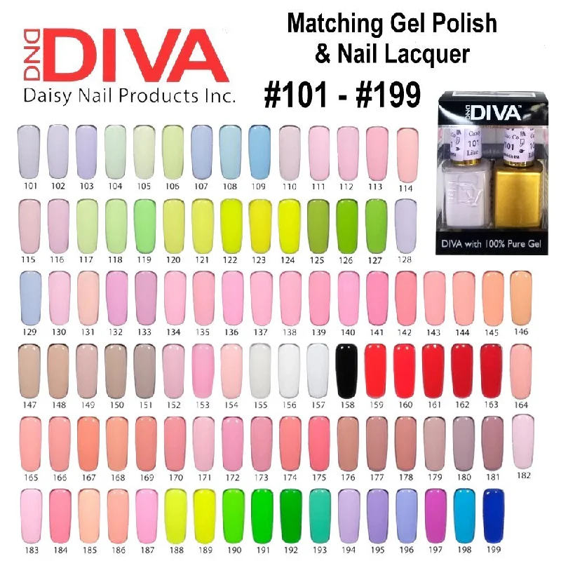 nail polish rapids well-DND DIVA Duo Matching Gel Polish & Nail Lacquer (#101 - #199)