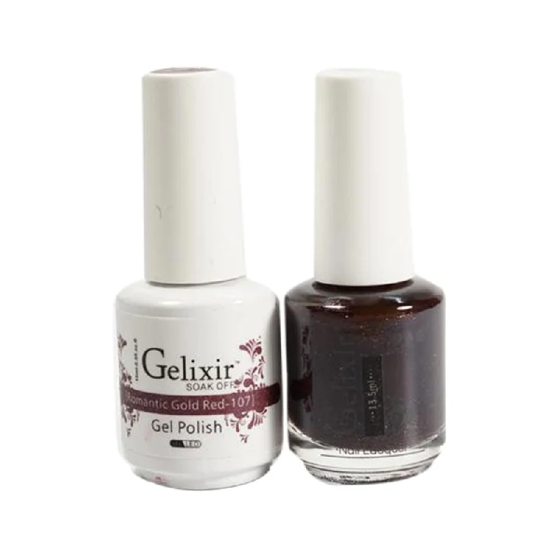 nail polish bucket sink-Gelixir Gel Nail Polish Duo - 107 - Romantic Gold Red