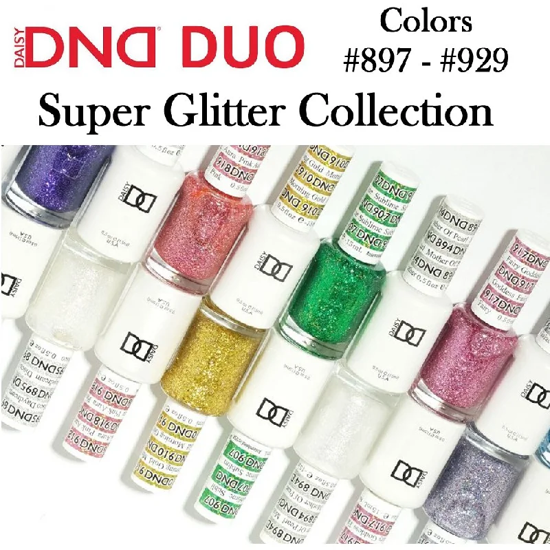 nail polish swell brook-DND (897-929) Gel Polish & Nail Lacquer Duos "Super Glitter Collection"