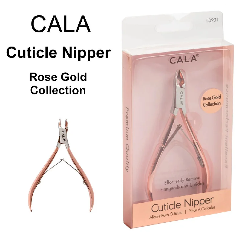 nail repair for nail buffer damage-Cala Cuticle Nipper, Rose Gold (50931)