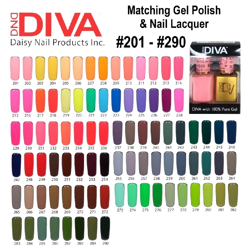 nail polish eddy pump-DND DIVA Duo Matching Gel Polish & Nail Lacquer (#201 - #290)