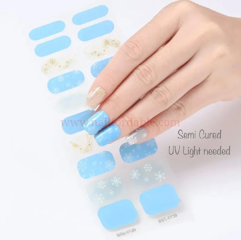 nail repair with jojoba oil-Snowflakes day - Semi-Cured Gel Wraps (UV)