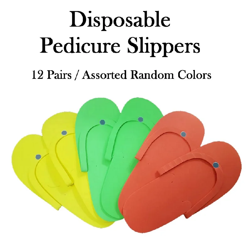 nail repair with tangerine oil-Disposable Pedicure Slippers, 12 pairs (random assorted colors)