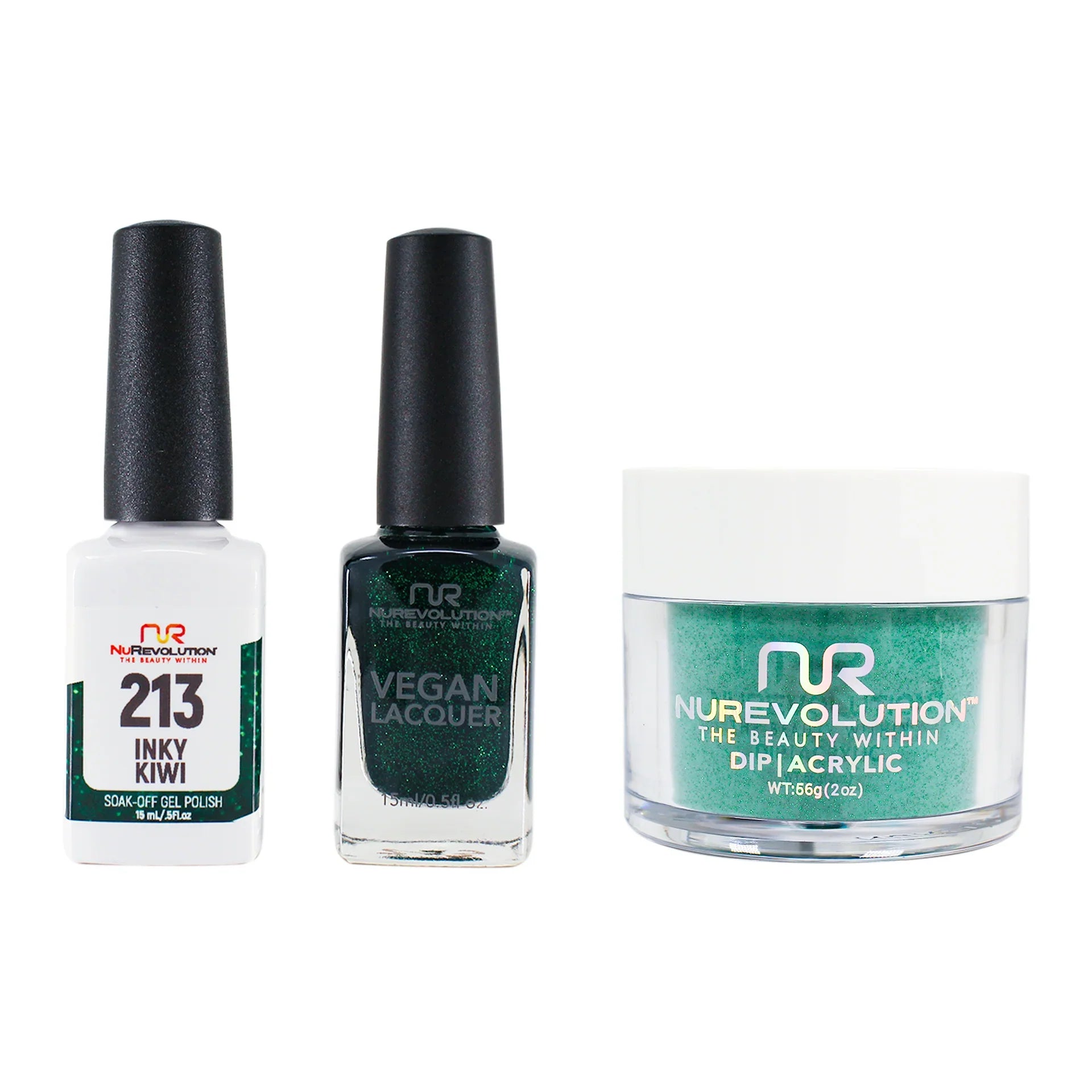 nail polish tapestry sofa-NuRevolution Trio set 213 Inky Kiwi