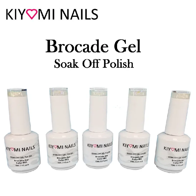 nail polish well spout-Kiyomi Nails Brocade Gel Soak Off Polish, 5 Colors