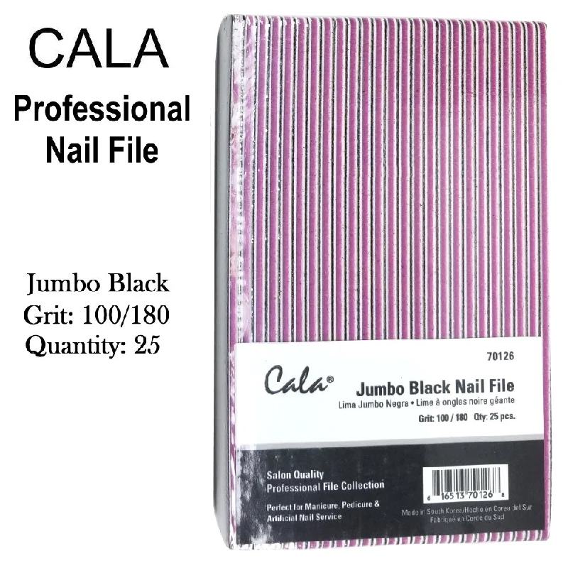 nail repair with blackberry seed oil-Cala Professional File - Jumbo Black Nail File Grit: 100/180, 25 Files (70126)