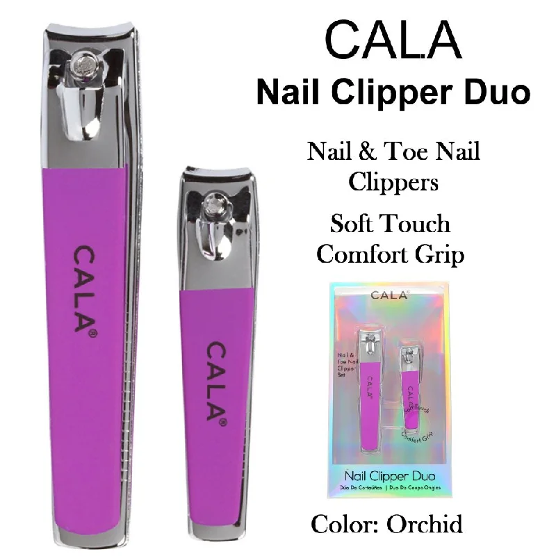 nail repair for nail hydration loss-Cala Nail Clipper Duo, Soft Touch, Orchid (50911)