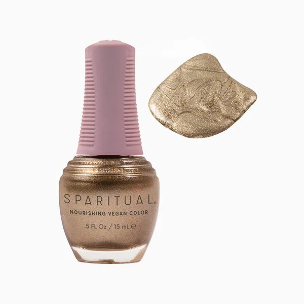 nail polish sand nut-SpaRitual Nourishing Lacquer Polish - Golden Thread - Gold Shimmer - 15ML